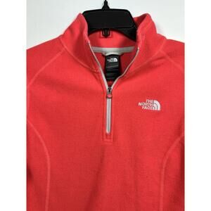 The North Face Jacket Women’s Medium Hot Red 1/4 Zip Pullover Fleece Logo Warm